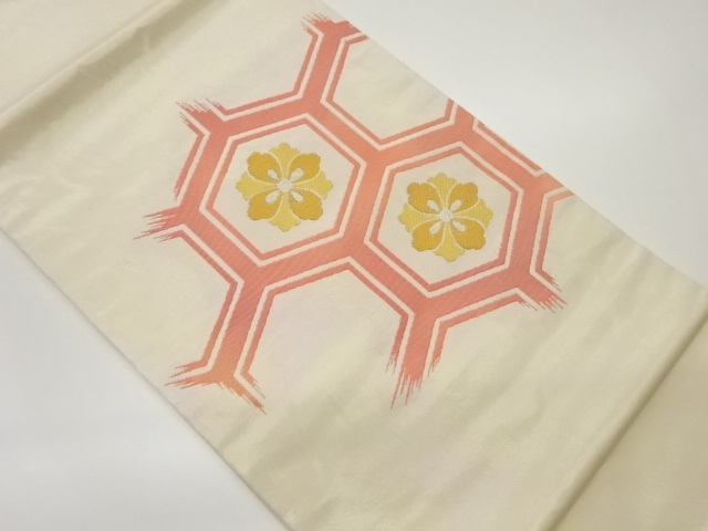 JAPANESE KIMONO / HANABISHI PATTERN TORTOISE SHELL WOVEN HIRAKI NAGOYA